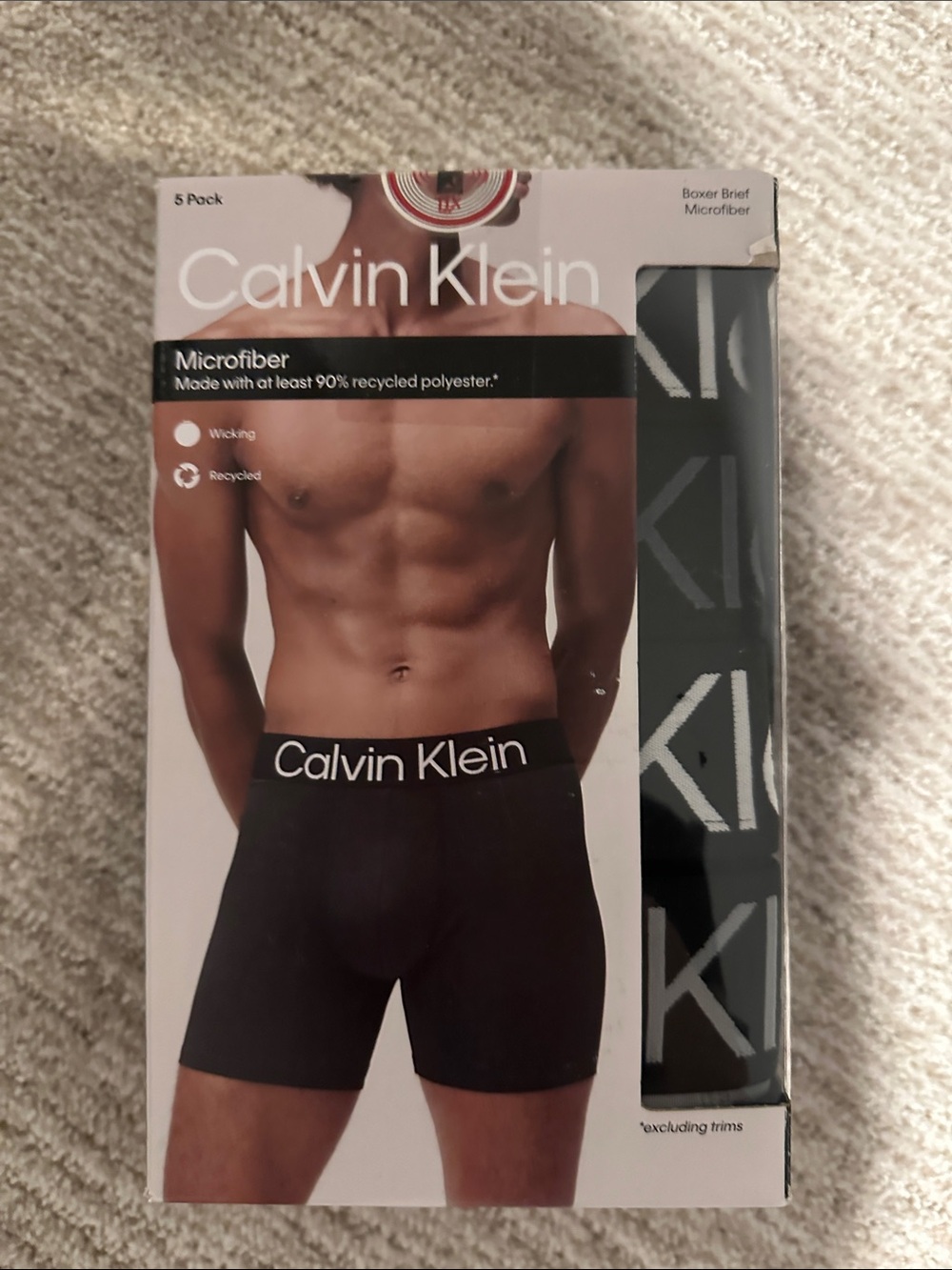 5 pack Calvin Klein Black Boxer Briefs with Logo Waistband